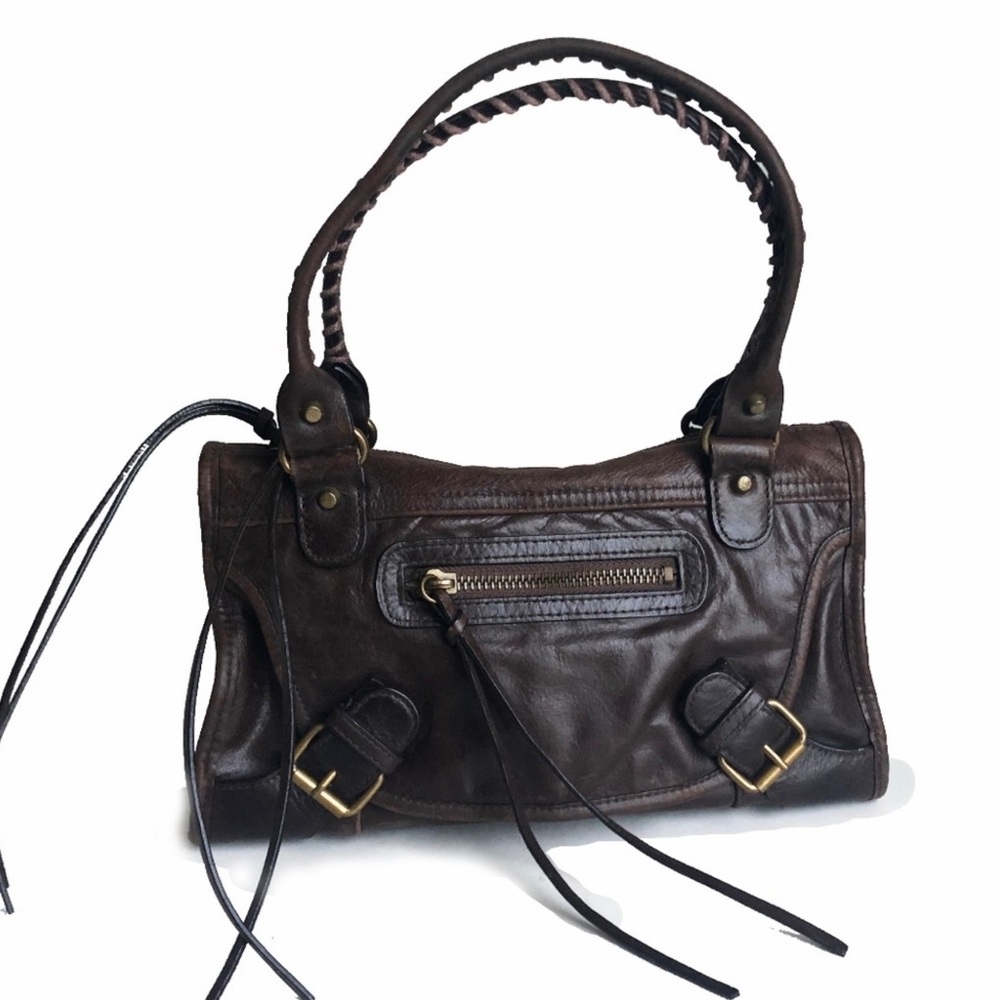 Fossil Small Satchel Bag Whip Stitch Handles HTF